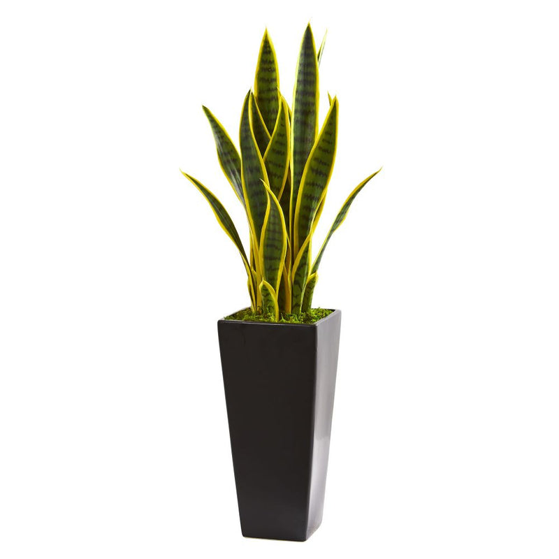 3’ Sansevieria Artificial Plant in Black Planter Default Title