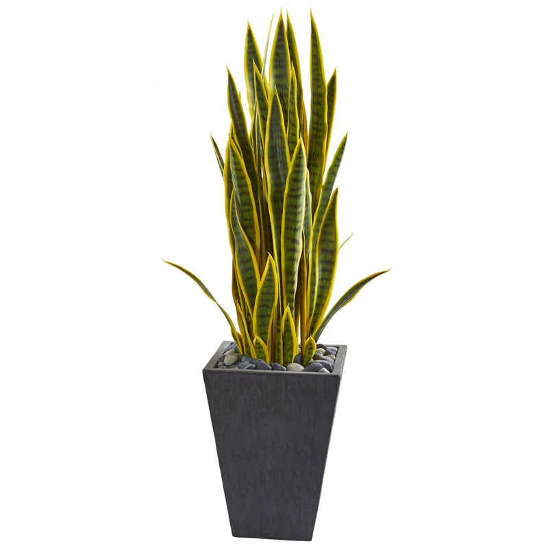 3.5’ Sansevieria Artificial Plant in Slate Planter Default Title