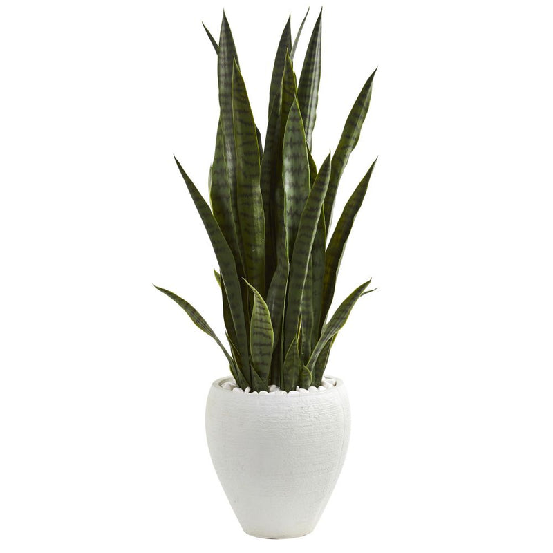 3.5’ Sansevieria Artificial Plant in White Planter Default Title