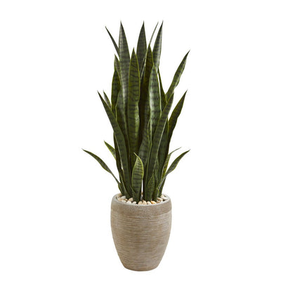 3.5’ Sansevieria Artificial Plant in Sand Colored Planter Default Title