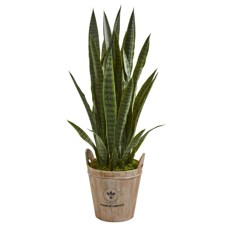 3.5’ Sansevieria Artificial Plant in Farmhouse Planter Default Title