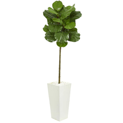 5.5’ Fiddle Leaf Artificial Tree in White Tower Planter Default Title