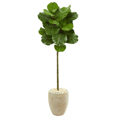 5’ Fiddle Leaf Artificial Tree in Sand Colored Planter Default Title