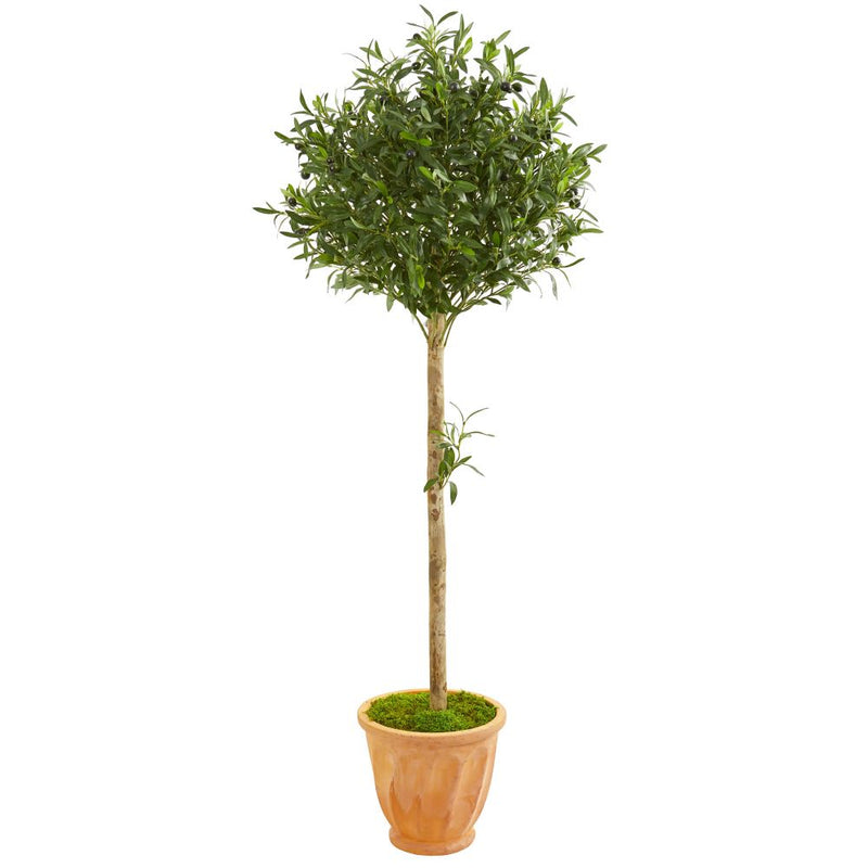 5’ Olive Topiary Artificial Tree in Terra Cotta Planter Default Title