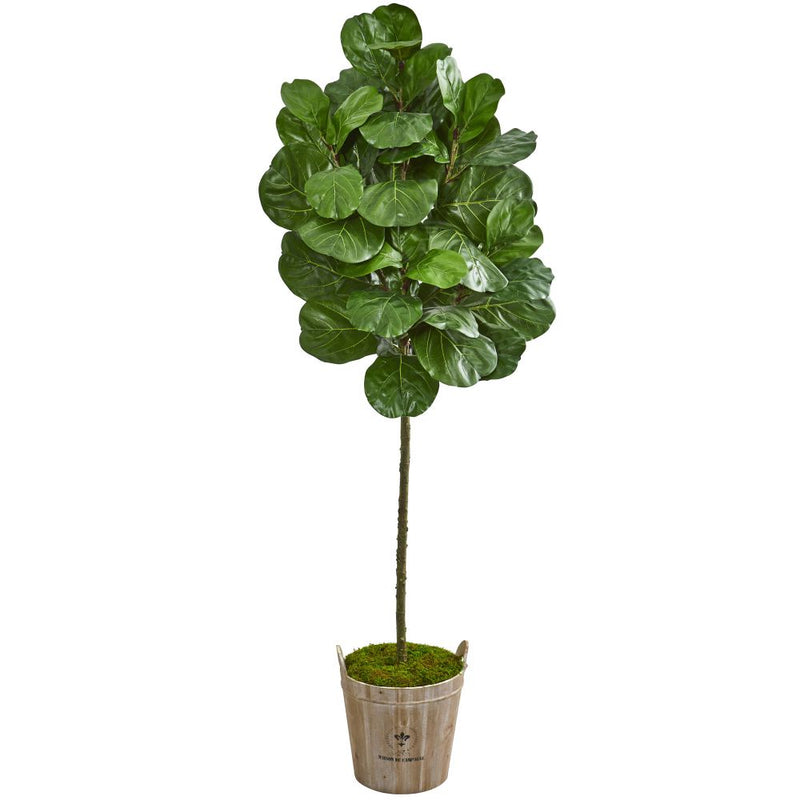 6.5’ Fiddle Leaf Artificial Tree in Farmhouse Planter Default Title