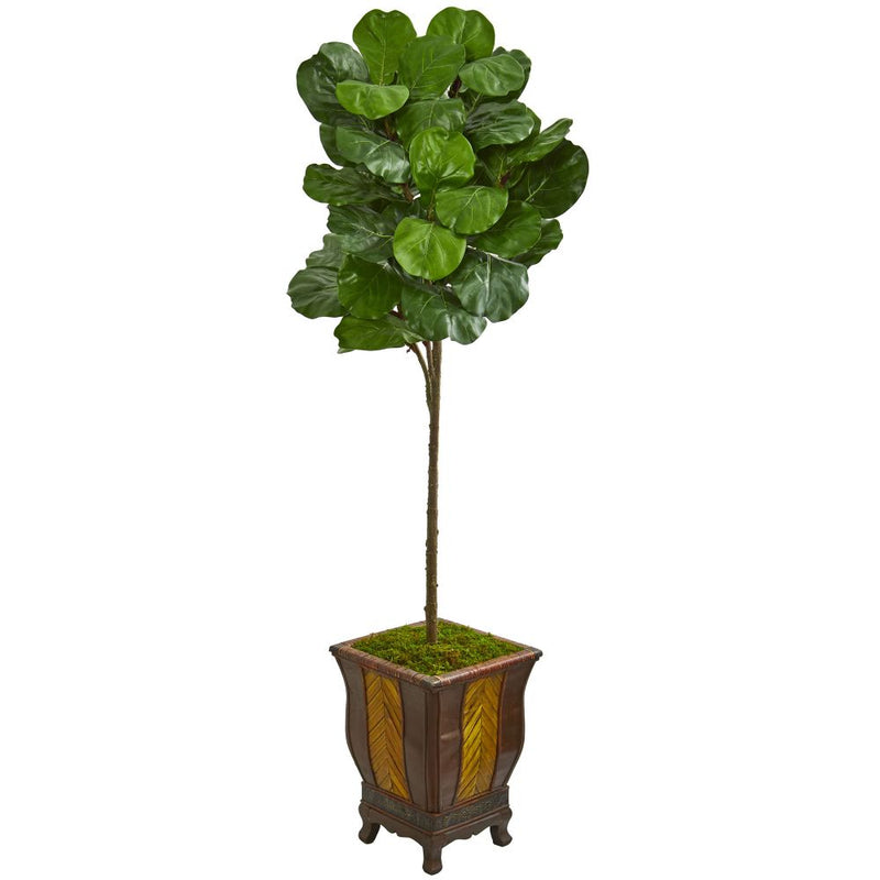 6’ Fiddle Leaf Artificial Tree in Decorative Planter Default Title