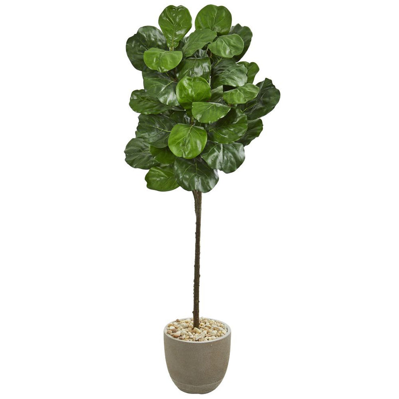 5.5’ Fiddle Leaf Artificial Tree in Sand Stone Finish Planter Default Title