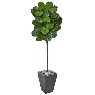 6’ Fiddle Leaf Artificial Tree in Slate Finished Planter Default Title