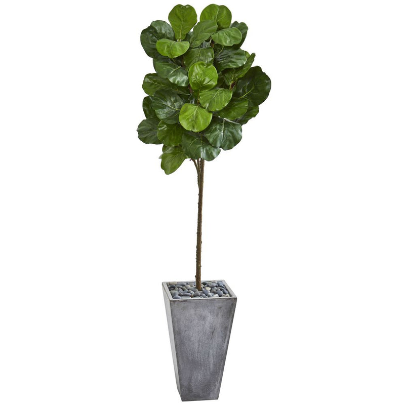 75” Fiddle Leaf Artificial Tree in Cement Planter Default Title