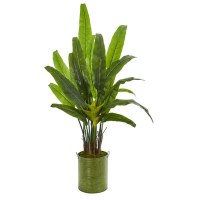 5’ Travelers Palm Artificial Tree in Metal Planter Default Title