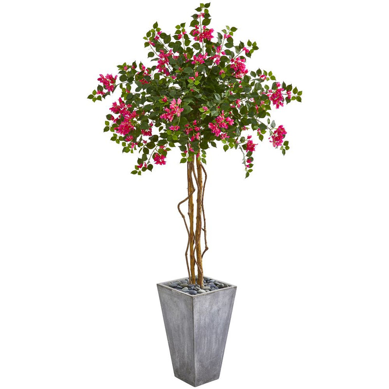 6.5’ Bougainvillea Artificial Tree in Cement Planter Default Title