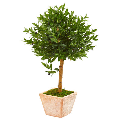 3’ Olive Topiary Artificial Tree in Terra Cotta Planter UV Resistant (Indoor/Outdoor) Default Title