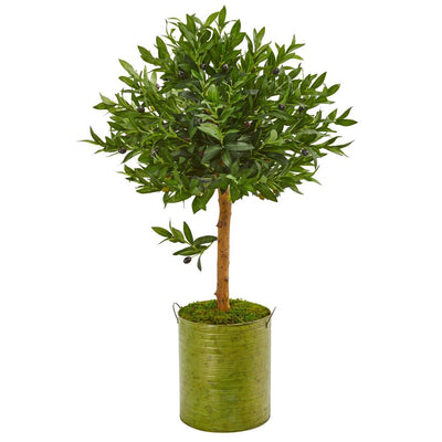 3’ Olive Topiary Artificial Tree in Green Planter UV Resistant (Indoor/Outdoor) Default Title