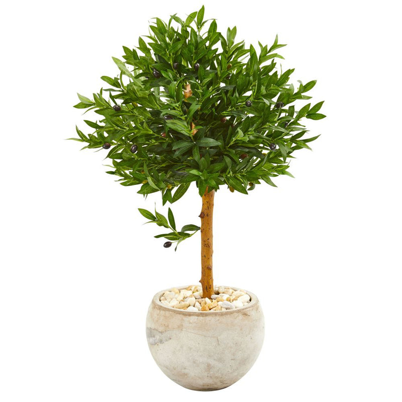 38” Olive Topiary Artificial Tree in Bowl Planter UV Resistant (Indoor/Outdoor) Default Title