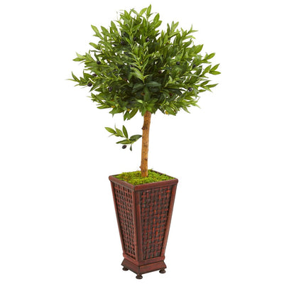 46” Olive Topiary Artificial Tree in Decorative Planter Default Title