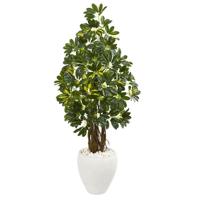 53” Schefflera Artificial Tree in White Planter Default Title