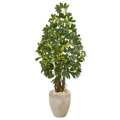 4.5’ Schefflera Artificial Tree in Sand Colored Planter Default Title