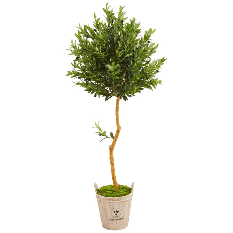 63” Olive Topiary Artificial Tree in Farmhouse Planter Default Title