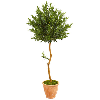 63” Olive Topiary Artificial Tree in Terra Cotta Planter UV Resistant (Indoor/Outdoor) Default Title