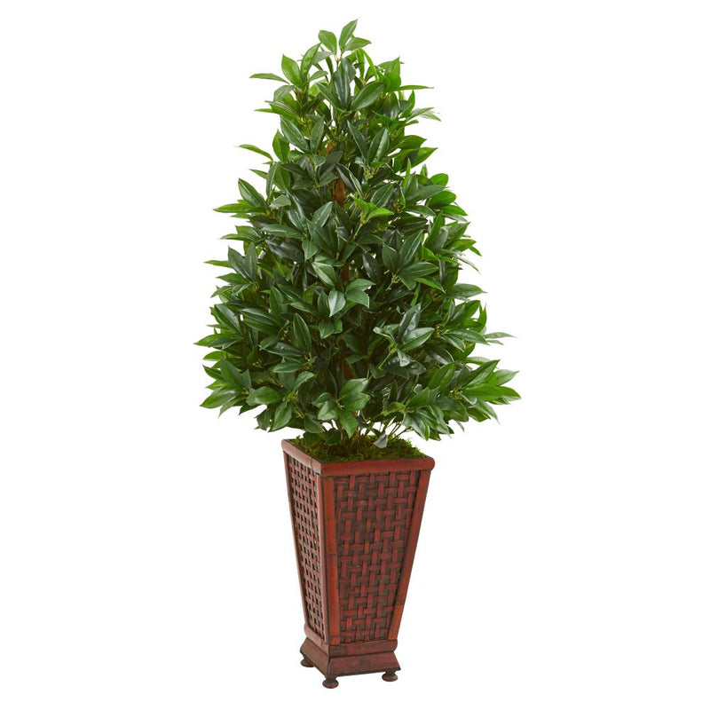 4’ Bay Leaf Artificial Topiary Tree in Decorative Planter Default Title