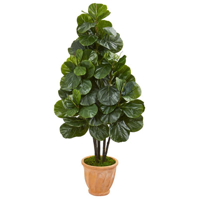 58” Fiddle Leaf Fig Artificial Tree in Terra Cotta Planter Default Title