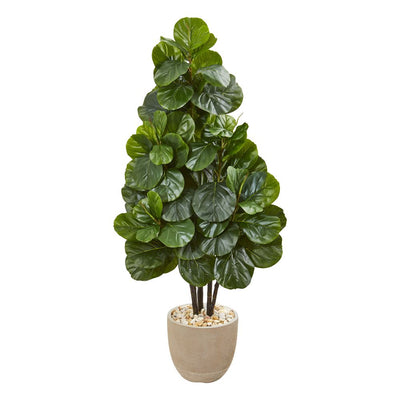 58” Fiddle Leaf Fig Artificial Tree in Sand Stone Planter Default Title