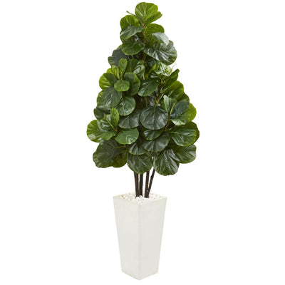 68” Fiddle Leaf Fig Artificial Tree in White Tower Planter Default Title