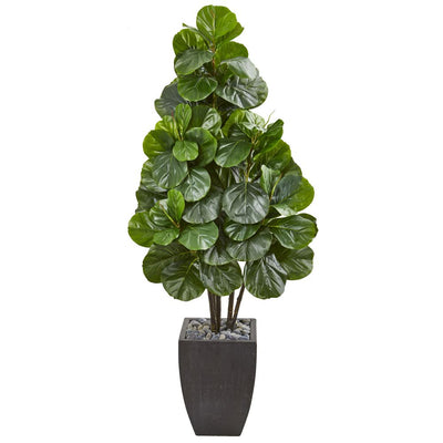 63’ Fiddle Leaf Fig Artificial Tree in Black Planter Default Title