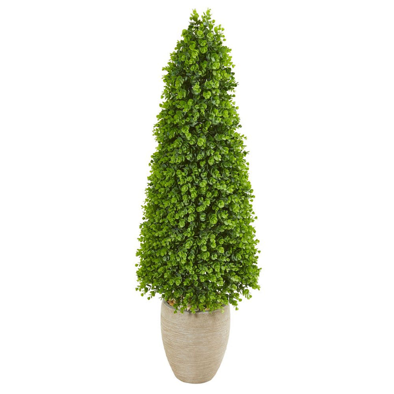 52” Eucalyptus Topiary Artificial Tree in Sand Colored Planter (Indoor/Outdoor) Default Title