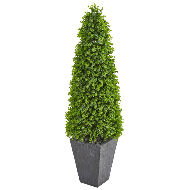 57” Eucalyptus Topiary Artificial Tree in Slate Planter (Indoor/Outdoor) Default Title