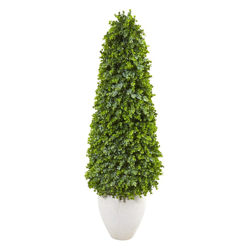 52” Eucalyptus Topiary Artificial Tree in White Planter (Indoor/Outdoor) Default Title