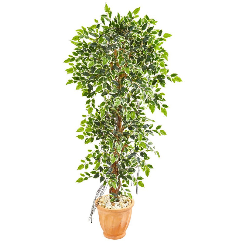 64” Elegant Ficus Artificial Tree in Terra Cotta Planter Default Title