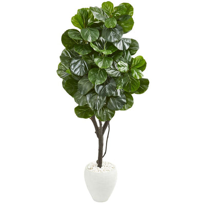 68” Fiddle Leaf Fig Artificial Tree in White Planter Default Title