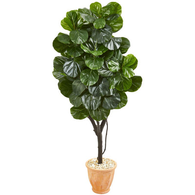 65” Fiddle Leaf Fig Artificial Tree in Terra Cotta Planter Default Title