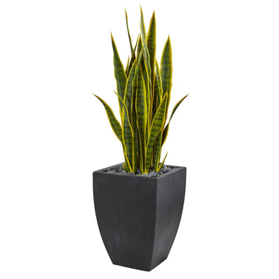 41” Sansevieria Artificial Plant in Black Planter Default Title