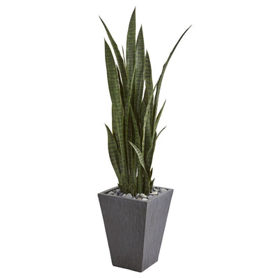 57” Sansevieria Artificial Plant in Slate Planter Default Title