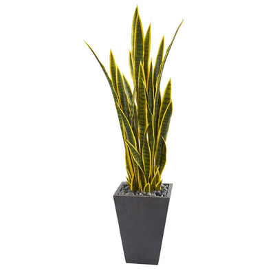 4.5’ Sansevieria Artificial Plant in Slate Planter Default Title