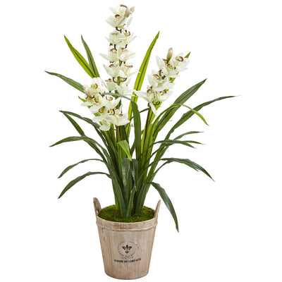 47” Cymbidium Orchid Artificial Plant in Farmhouse Planter Default Title