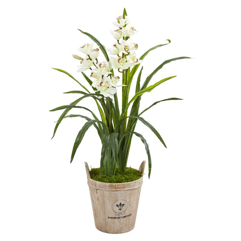 3.5’ Cymbidium Orchid Artificial Plant in farmhouse Planter Default Title