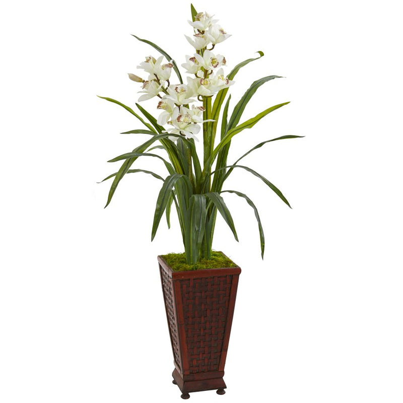 49” Cymbidium Orchid Artificial Plant in Decorative Planter Default Title