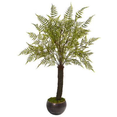 6’ Fern Artificial Plant in Decorative Bowl Planter Default Title