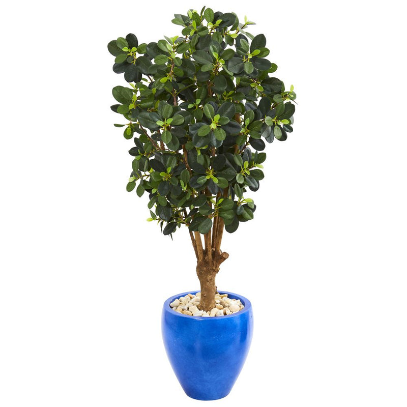 50” Panda Ficus Artificial Tree in Blue Planter Default Title