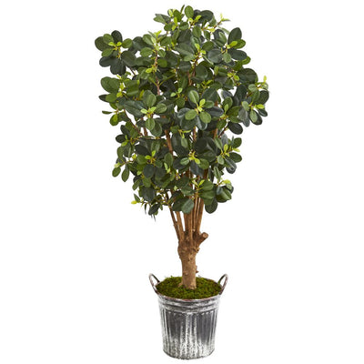 45” Panda Ficus Artificial Tree in Vintage Metal Bucket Default Title