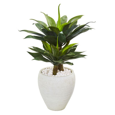 33” Double Agave Succulent Artificial Plant in White Planter Default Title