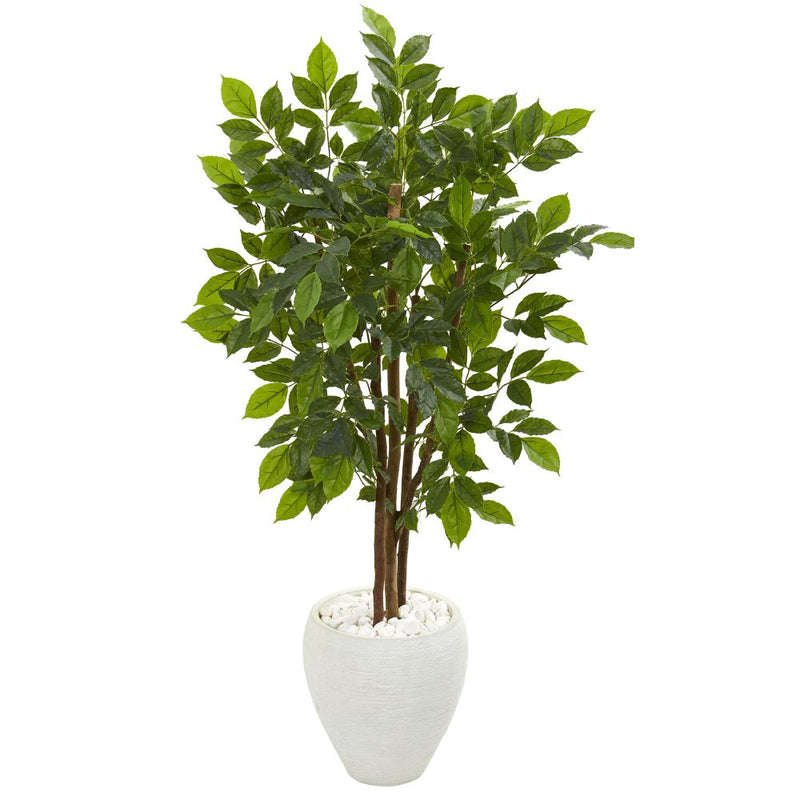 56” River Birch Artificial Tree in White Planter Default Title