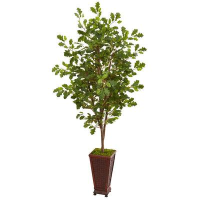 74” Oak Artificial Tree in Decorative Planter Default Title