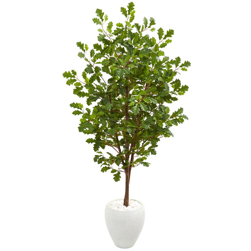 68” Oak Artificial Tree in White Planter Default Title