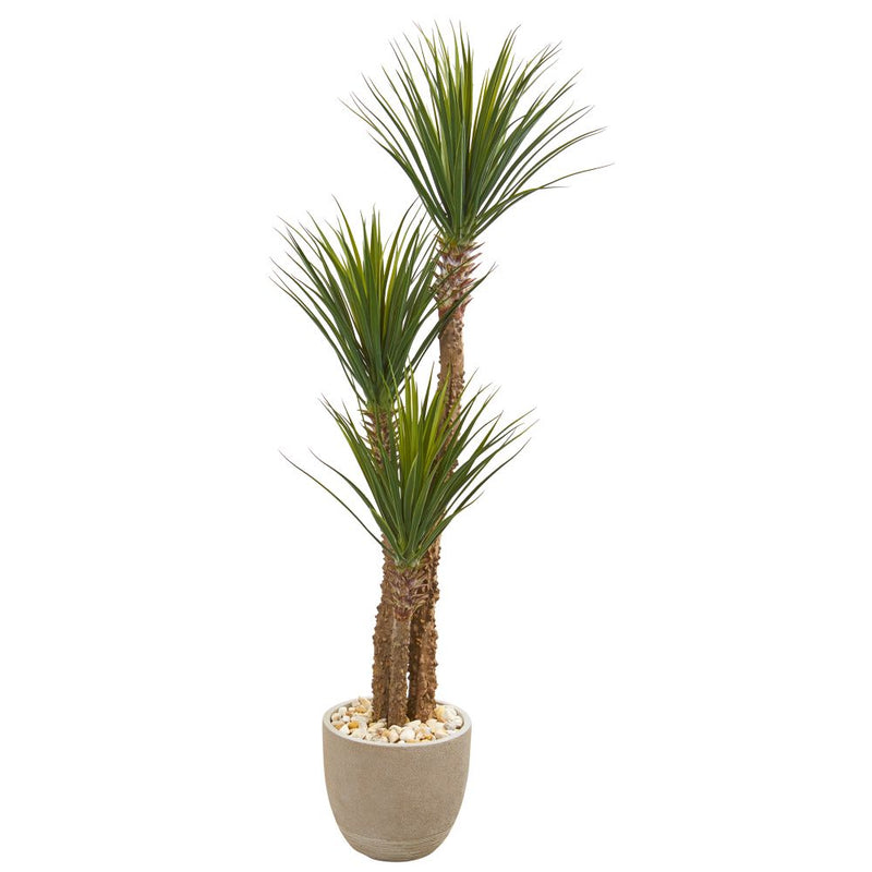 63” Yucca Artificial Tree in Sandstone Planter Default Title