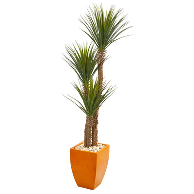 69” Yucca Artificial Tree in Orange Planter Default Title