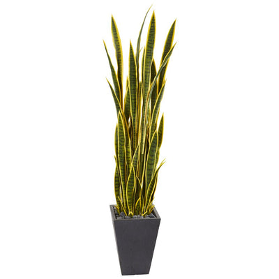 5.5’ Sansevieria Artificial Plant in Slate Planter Default Title